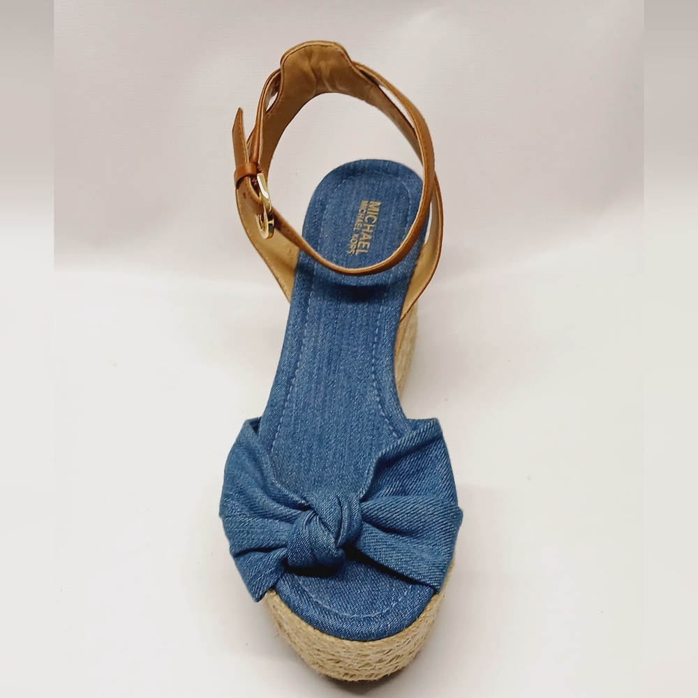 Michael Kors Blue and Tan Women's Wedge Sandals - Picture 4 of 16